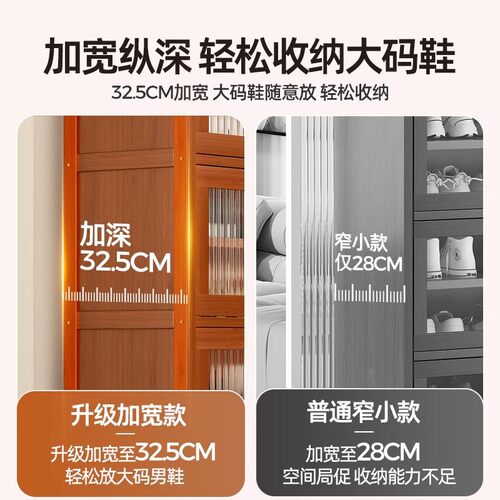 大容量鞋架家用入户门口多层鞋子收纳柜经济型透明防尘门翻门鞋柜