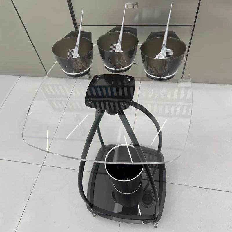 理发店烫染推车工具车亚克力面板美发店储物柜理发工具收纳杠车
