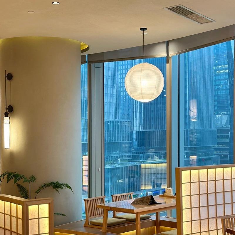 复古勇宣纸餐厅吊灯日式纸灯北欧卧室圆球禅意书房装饰野口侘寂风