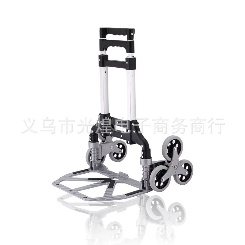 6轮上楼手拉车爬楼拉货车折叠小推车便携小拖车铝合金买菜购物车