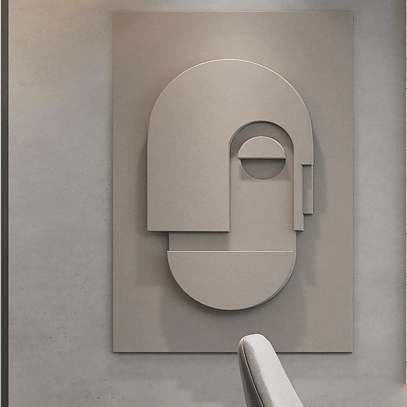 北欧人像立体木雕装饰画工作室展厅背景墙艺术挂画小众公寓墙饰