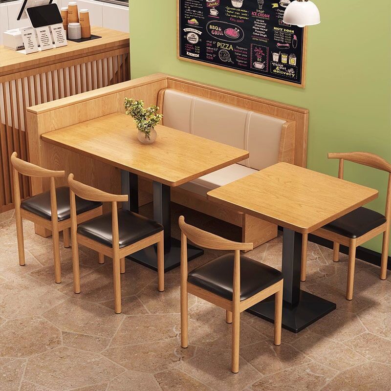 商用餐厅桌椅早餐餐厅小吃面馆长条桌奶茶烧烤店一桌四椅组合餐椅