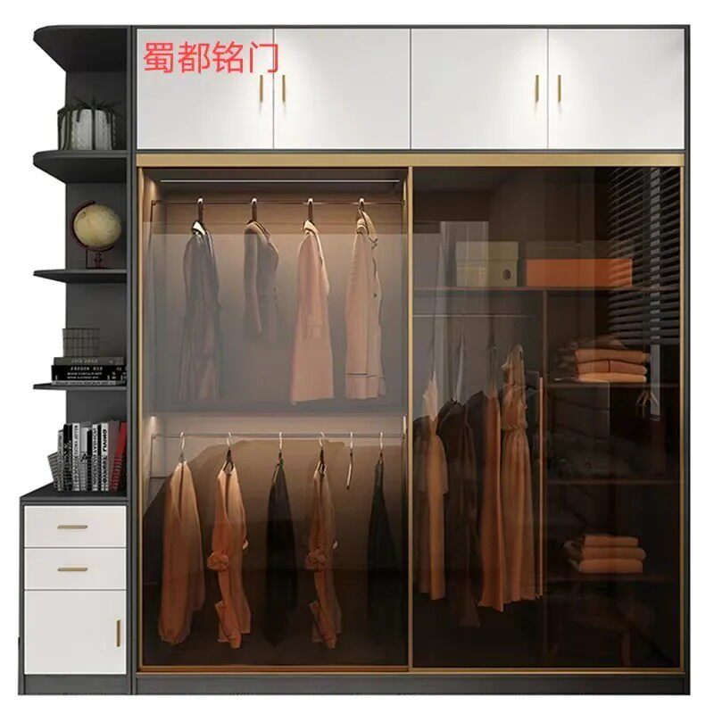 衣柜推拉门卧室衣柜移门现代简约钢化玻璃门家用卧室