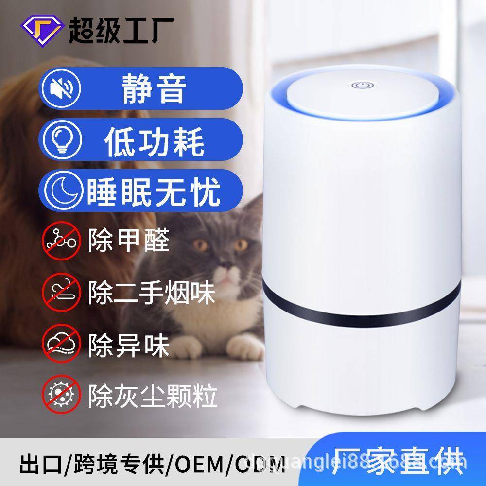 跨境桌面空气净化器除甲醛负离子净化机除臭宠物异味空气净化器