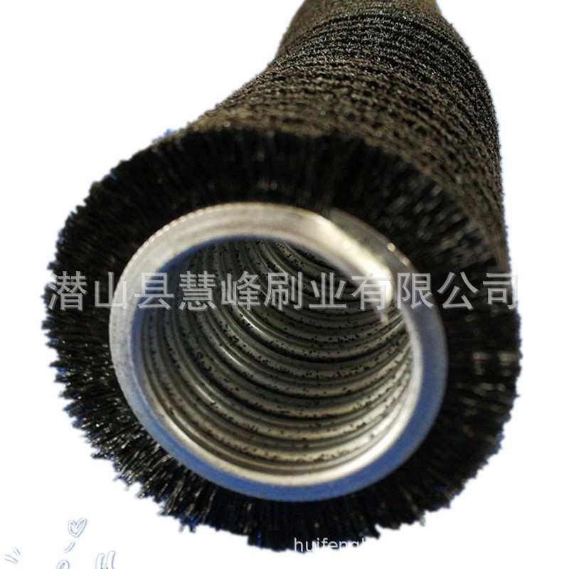 黑色尼龙丝外绕弹簧刷尼龙管道刷圆形防静电弹簧内孔外绕螺旋毛刷
