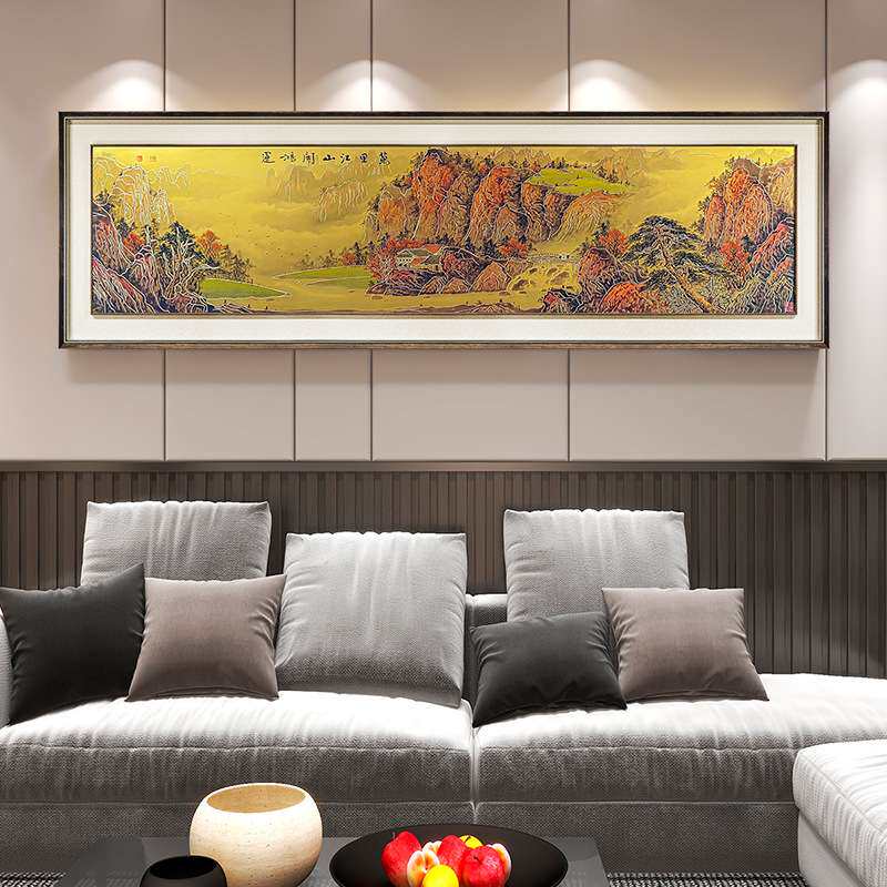 厂家 装饰画客厅书房山水画《万里江山开鸿运》铜壁画铜板画