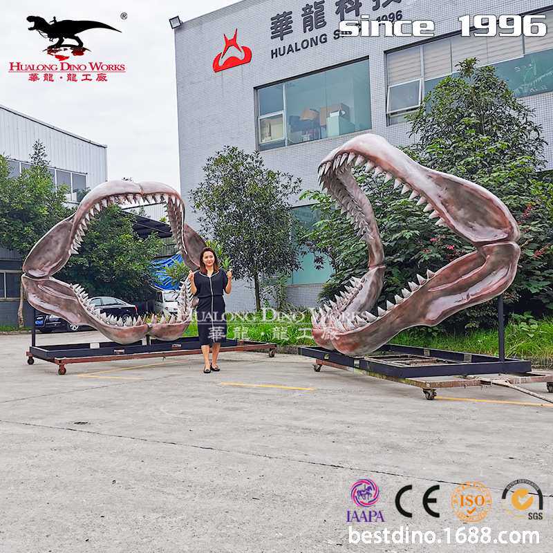 玻璃钢仿真恐龙化石骨架模型 大型景区游乐园美陈引流互动拍照品