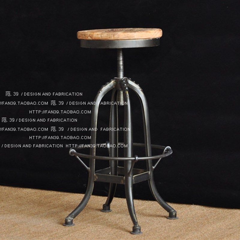 欧式复古实木酒吧椅子新古典美式吧台餐桌椅高脚凳做旧休闲靠背椅