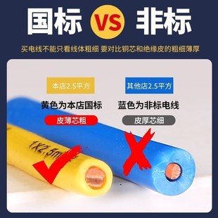 国标电线铜线BV2.5/1.5/6/10/16/4/35平方单芯硬线家装纯铜芯电缆