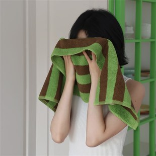 森系条纹 全棉精梳棉情侣洗脸毛巾 纯棉沙滩泳池浴室包裹浴巾吸水