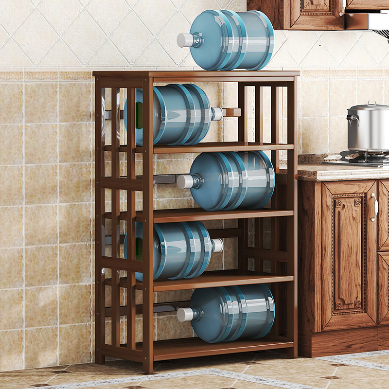 厨房置物架微波炉架多层落地实木竹收纳架储物柜多功能阳台整理架