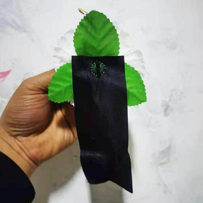 黑白胸花9/17公分追悼会胸花殡葬用品清明扫墓祭祀小白花纸花