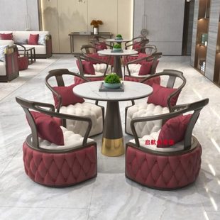 新中式售楼处部洽谈沙发组合高档酒店大堂会所销售中心接待区桌椅