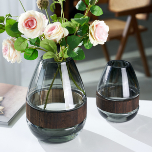 轻奢中国风艺术花瓶直筒原色玻璃瓶插花水养鲜花客厅插花器皿摆件