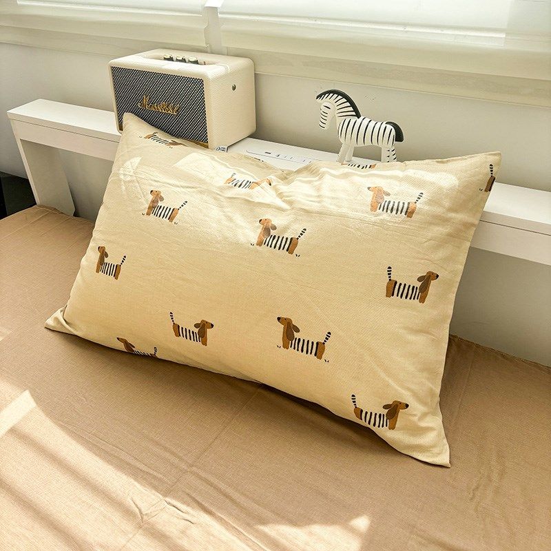 A类母婴卡通咖色修修狗枕套双层纱100全棉48x74单人枕头套内胆套,床上用品,枕套,淘宝优惠券,粉丝福利购,淘宝优惠卷