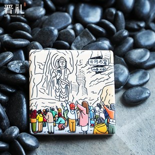 晋礼山西文创云冈石窟击掌佛陶瓷冰箱贴磁吸款 创意击掌旅行纪念品