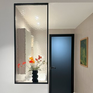 油画超白水波纹钢化艺术玻璃隔断屏风玄关柜洗手台干区卫生间半墙