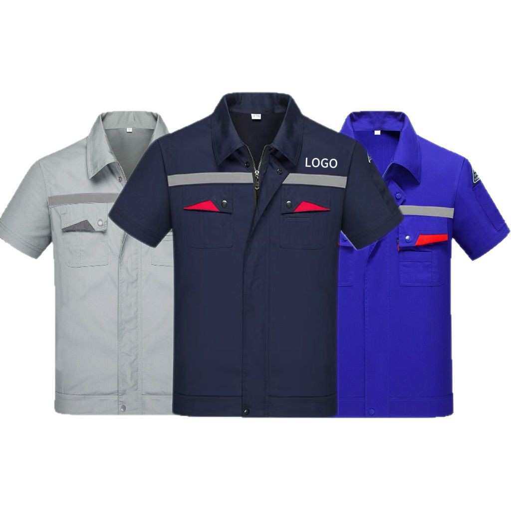 夏季防静电工作服短袖套装男女电力维修电子厂耐磨耐脏劳保服