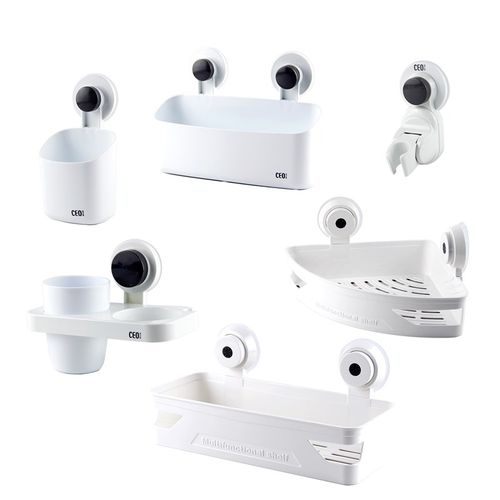 希艺欧吸盘置物架 创意牙刷洗漱收纳架 多功能厨房杂件收纳