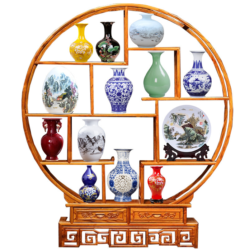 景德镇陶瓷器新中式摆件家居创意室内客厅博古架玄关装饰品小工艺,家居饰品,装饰摆件,淘宝优惠券,粉丝福利购,淘宝优惠卷