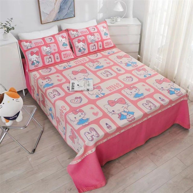 新款草莓熊精梳棉天丝亚麻凉席加厚四季通用纯棉纱布软凉席床盖,床上用品,床单,淘宝优惠券,粉丝福利购,淘宝优惠卷