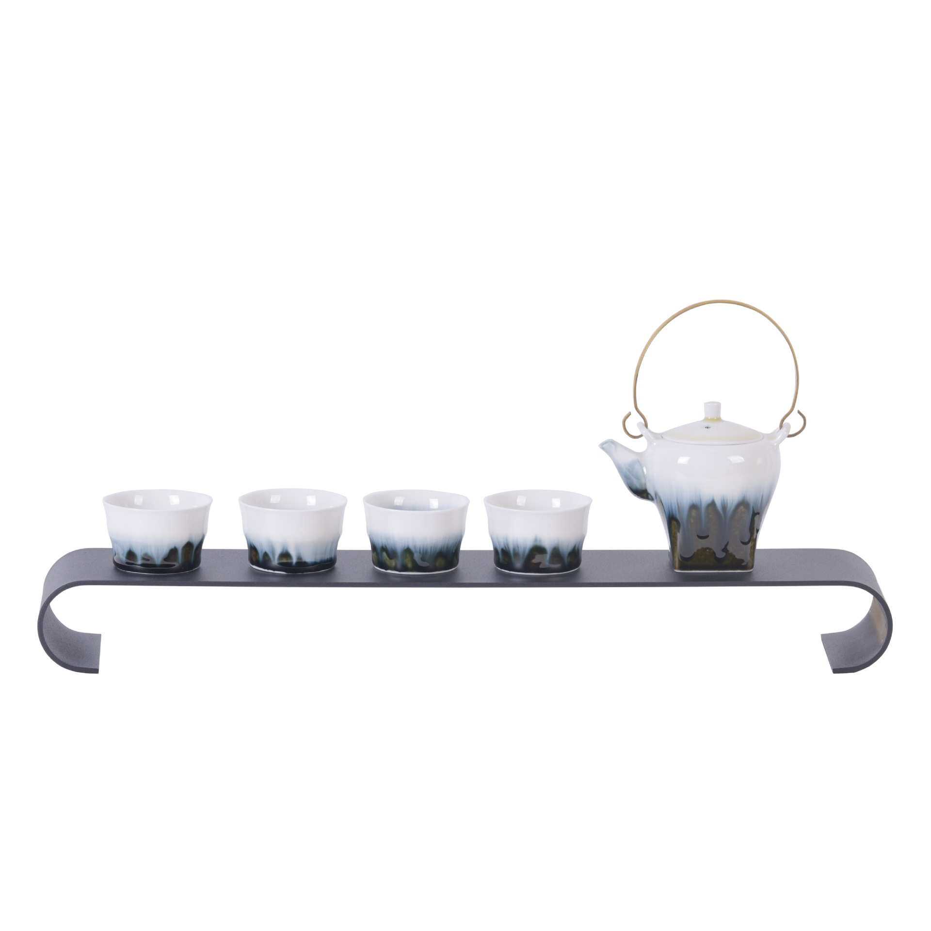 现代轻奢茶具套装家用简约日式侧把提梁茶壶高档茶杯茶盘配件整套