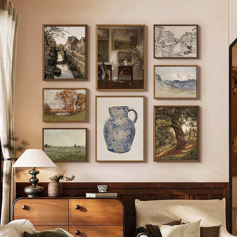高级感法式复古客厅装饰画中古风美式古典餐厅玄关柜艺术挂画组合,3C数码配件,摄像机配件,淘宝优惠券,粉丝福利购,淘宝优惠卷