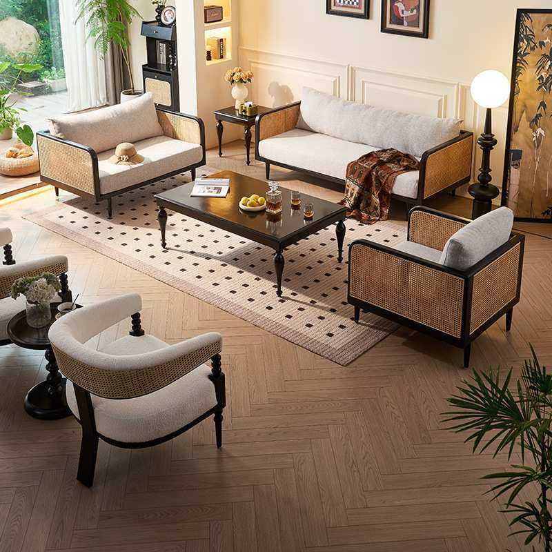 新中式复古实木沙发家用北欧风白蜡木三人位现代简约客厅藤编沙发,模玩/动漫/周边/娃圈三坑/桌游,模型制作工具/辅料耗材,淘宝优惠券,粉丝福利购,淘宝优惠卷