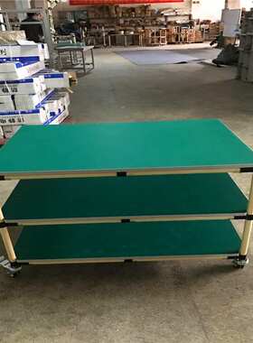 车间绿色防静电平面桌精益管工作台三层周转架