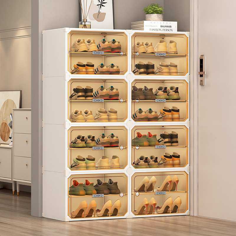 鞋柜家用门口室内多层收纳神器新款2024爆款塑料一体靠墙入户鞋架