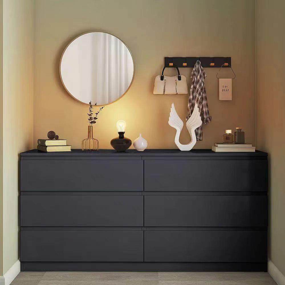 黑色斗柜家用卧室收纳柜大容量简约现代抽屉柜多层储物客厅电视柜