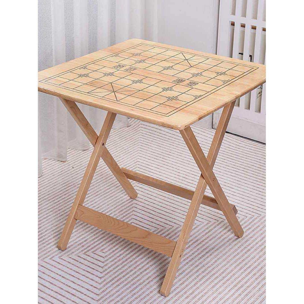 实木简约方桌雕刻象棋桌折叠桌子好橡木制品多功能棋盘棋牌桌