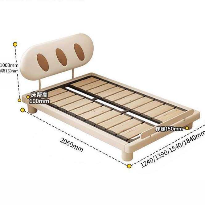 儿童床男女孩卧室奶油公主床一米二单人床新款小户型小床护栏床木