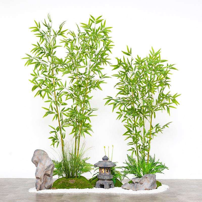 竹子绿植造景隔断屏风假竹子挡墙室内室外装饰楼梯拐角造景