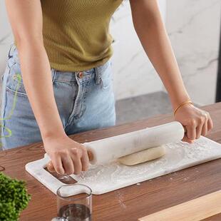 大理石擀面杖家用商用开酥走锤烘焙工具厨房用具带底座
