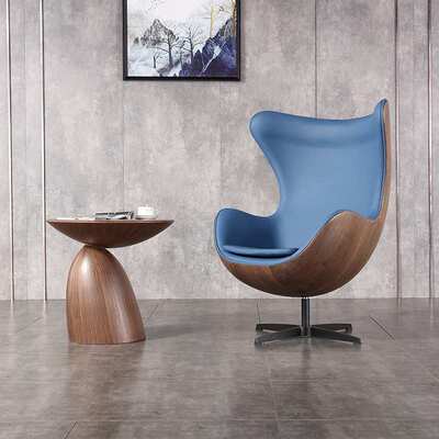 北欧单人沙发椅仿木纹设计师创意个性酒店售楼部休闲椅鸡蛋椅