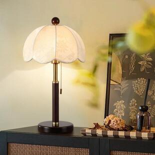 法式中古风书房桌面氛围灯卧室全铜复古南洋风床头装饰布艺台灯