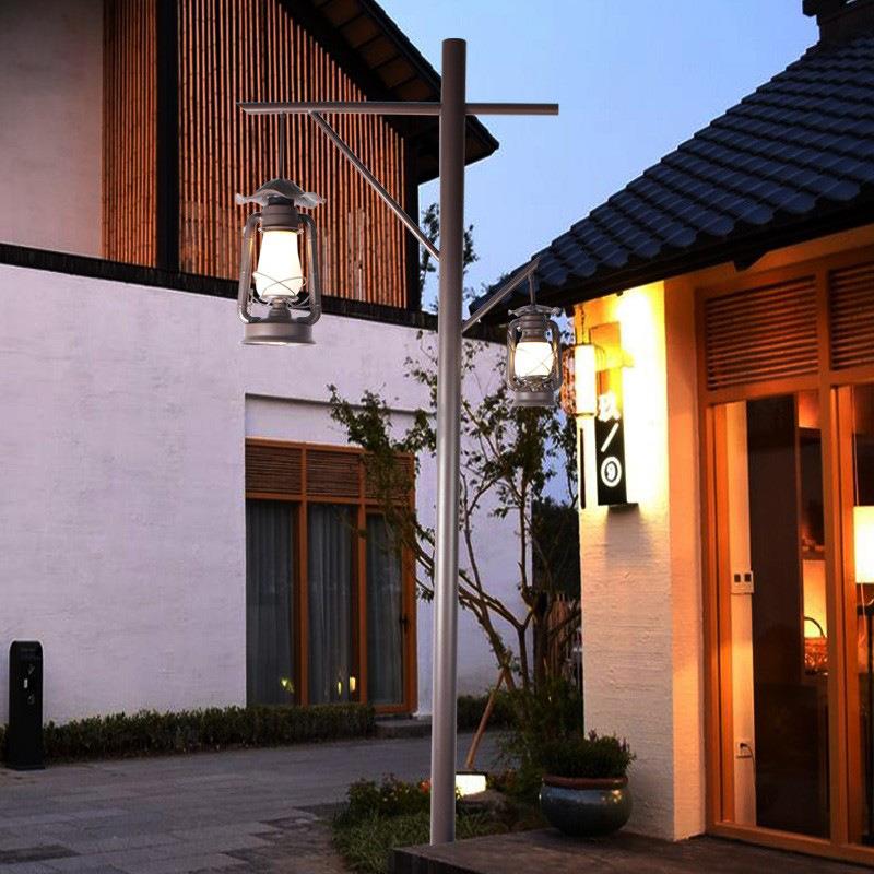 户外景观灯复古高杆民宿庭院灯双头马灯太阳能公园路灯防水草坪灯