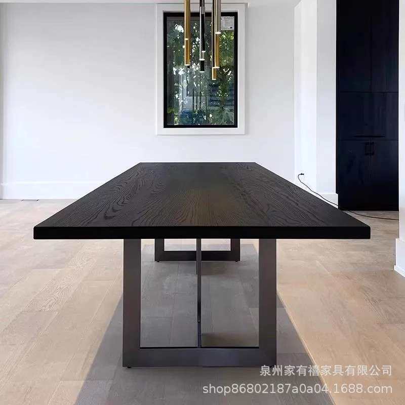 侘叙风实木办公桌复古会议桌简约电脑桌设计师长桌茶桌商务洽谈桌