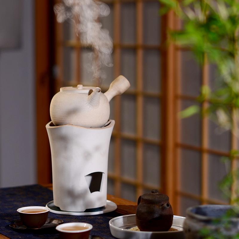 Ψ茶器纯手工素心白泥风炉烧炭煮茶炉家用烧水炉潮州工夫茶新品