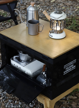 露营侧开收纳箱加厚可坐车载后备储物箱户外野餐大容量木盖折叠箱