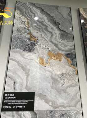 佛山瓷砖灰色奢石客厅亮面地砖750x1500厨卫电视背景欧诺娜金墙砖