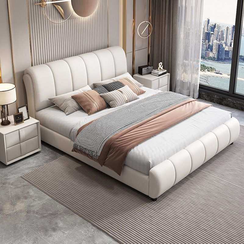 真皮床现代简约主卧双人床1.8米意式轻奢主卧婚床1.5m高端皮艺