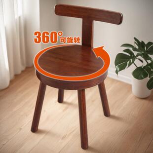 楠竹旋转椅休闲阳台椅家用简约靠背小椅子加高转转椅成人儿童通用