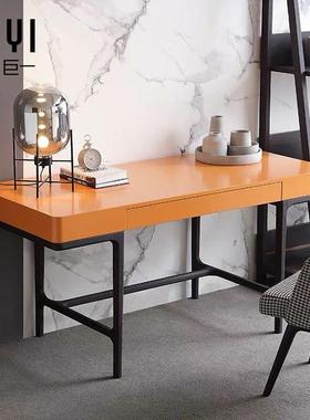 巨一意式设计师风格现代简约橙色书桌电脑台式桌写字台梳妆台书房