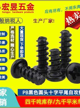 PB黑色加硬螺丝圆头平尾自攻螺丝十字盘头平尾自攻螺钉M1/M2.3/M3