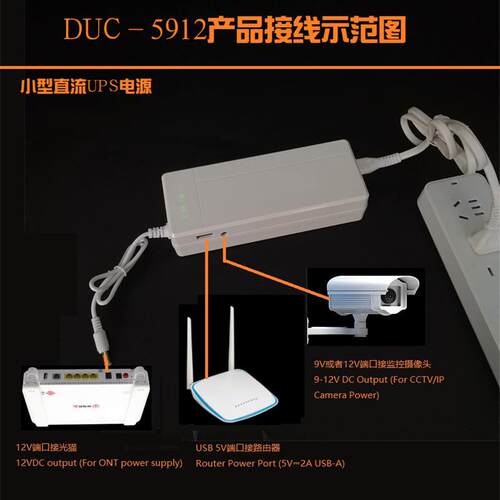 220v转5v9v12v应急电源30W光猫监控备用续航ups不间断电源6000mAh