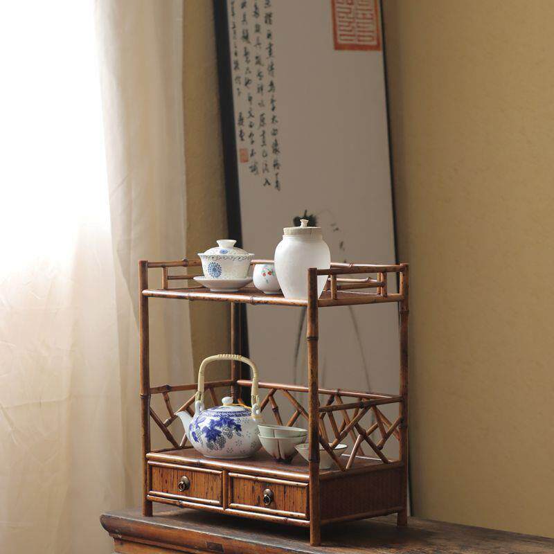 香竹茶棚文玩老珠子首饰收纳架展示架茶艺空间竹制家具古香抽屉