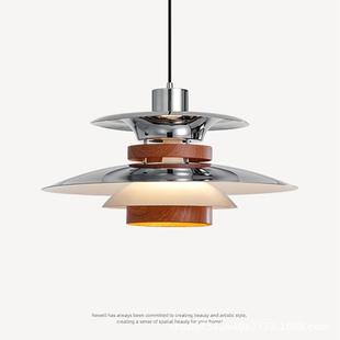 意式极简PH5飞碟餐厅吊灯中古木纹餐桌小吊设计师创意岛台吧台灯