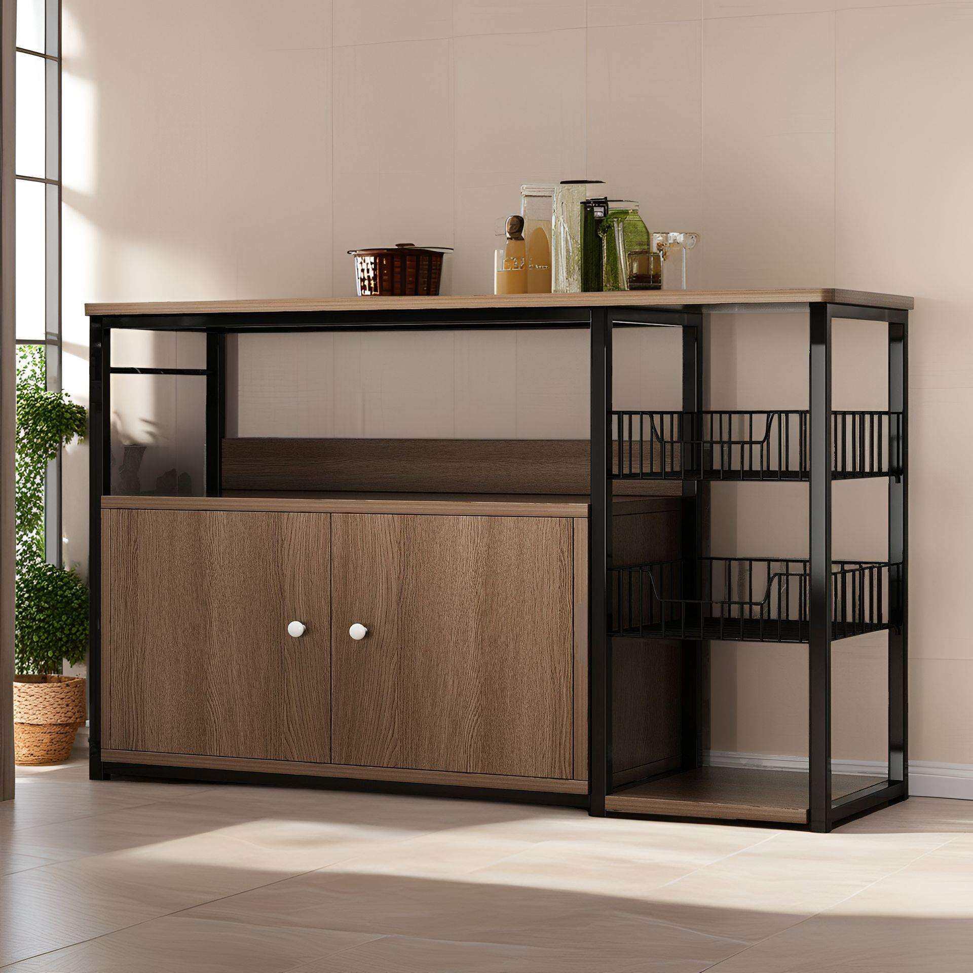 餐边柜厨房置物架落地多层带门收纳柜家用橱柜多功能柜子储物柜,鲜花速递/花卉仿真/绿植园艺,割草机/草坪机,淘宝优惠券,粉丝福利购,淘宝优惠卷